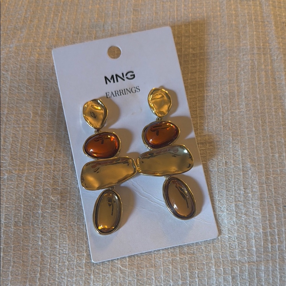 Mango Gold and Amber Statement Drop Earrings
